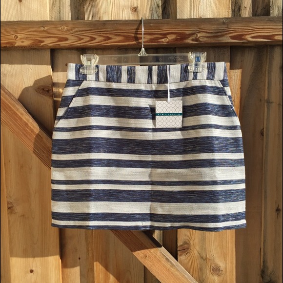 NWT Pim & Larkin Blue/White Striped Mini Skirt - Picture 2 of 4
