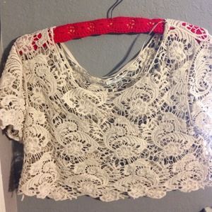 Off white lace crop top