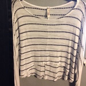 Black and white striped crop