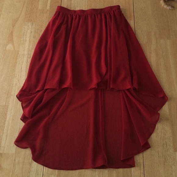 Maroon high low skirt