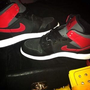 Black & Red Nike Jordans  .