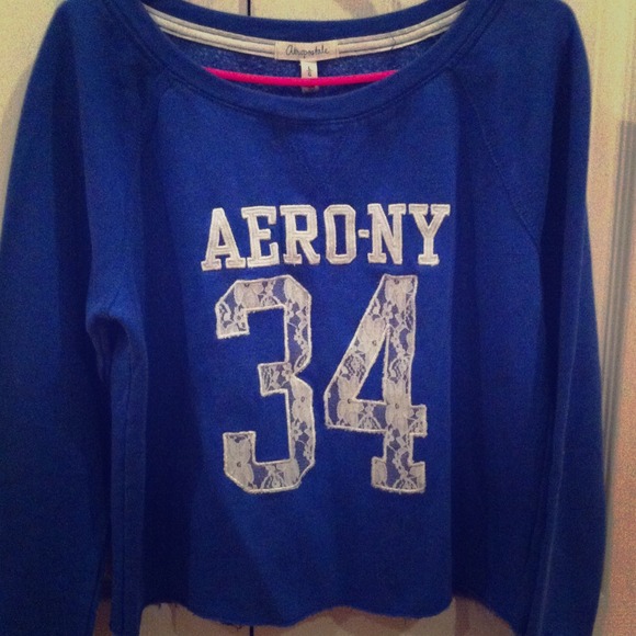 Royal blue off the shoulder sweat shirt