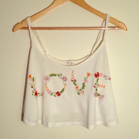 LOVE floral cropped top