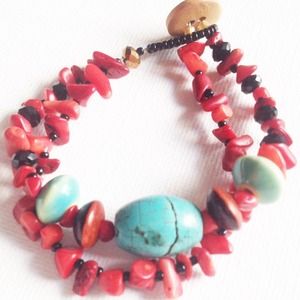 Coral Handcrafted Beaded Bracelet