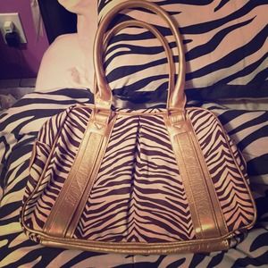 Gold and Zebra tote bag