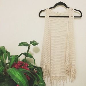 Long Sleeveless Crochet Vest