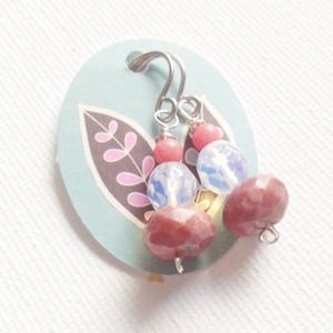 Unique Pink Rhodonite Beaded Earrings