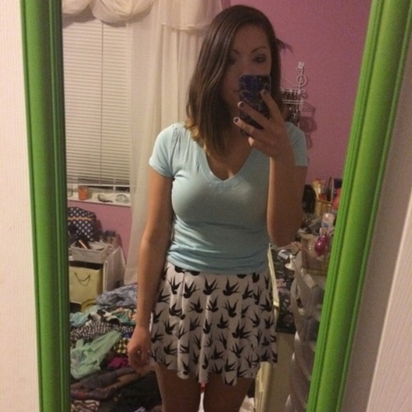 Bird print skater skirt
