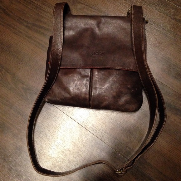 Brown leather cross body bag