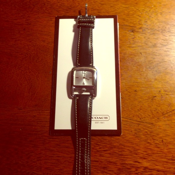Black and silver leather COACH watch