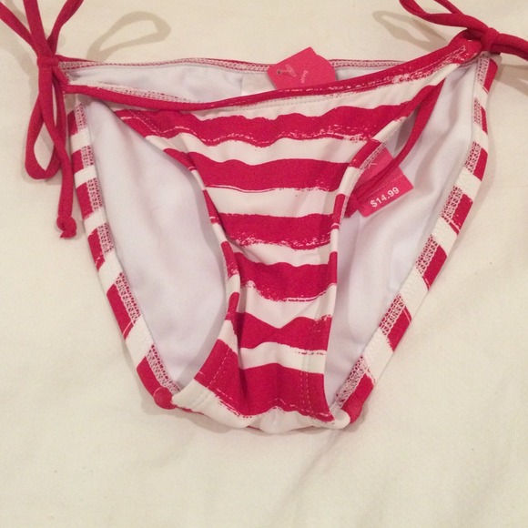 Red and white striped sting bikini bottom