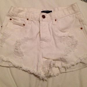 White high rise shorts