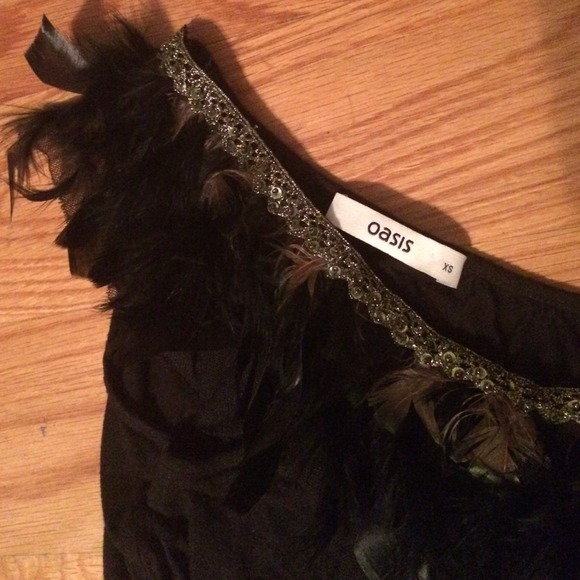 One Shoulder Top with Feather Detail - Picture 2 of 6