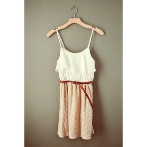 Ruffle and lace belted dress