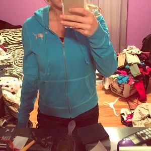 VINTAGE Victoria Secret Pink. Blue zip up hoodie