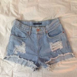 Brandy denim distressed shorts