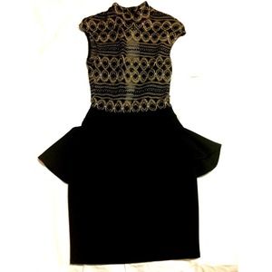 Peplum gold and black dress