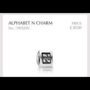 Alphabet N Pandora Charm