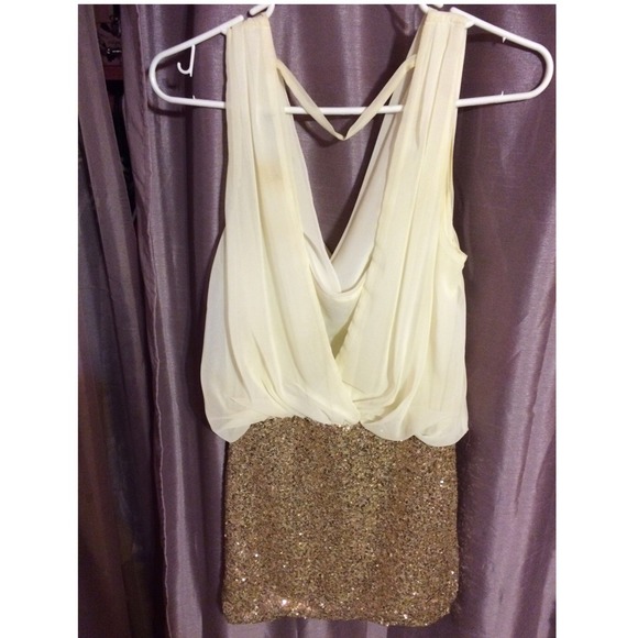 Ivory and gold sequins dress. - Picture 2 of 2