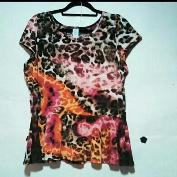 Neon multi colored leopard print top New - Picture 1 of 1
