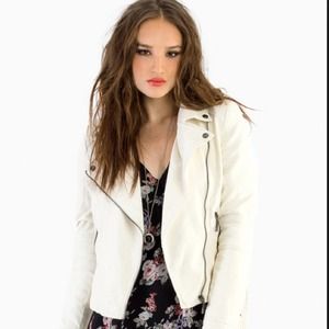 White leather moto jacket