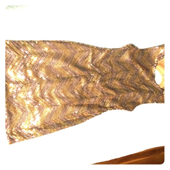 Gold sequined body con party  dress