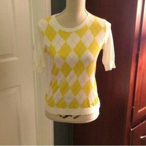 J. Crew Yellow - Lime Argyle / Plaid Sweater S