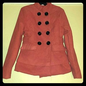 Double breasted orange military style jacket