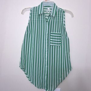 Green and white stripped top