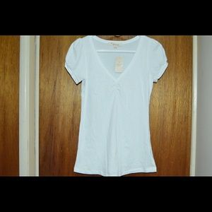 White v neck short sleeve cotton t shirt