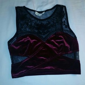 dark red velvet crop top