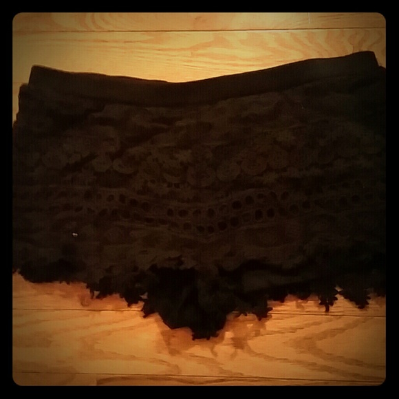 Black lace shorts
