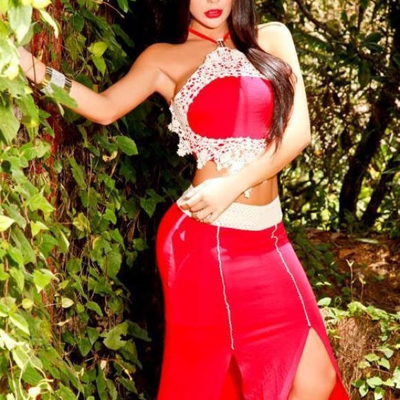 Glamorous Crochet Maxi Skirt and Halter Top  Set - Picture 3 of 5