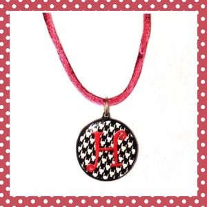 "H" red houndstooth necklace