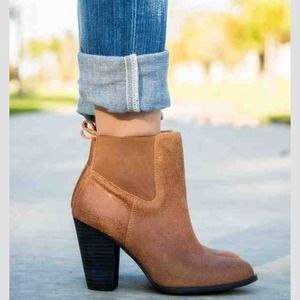 Light Brown Suede Ankle Booties