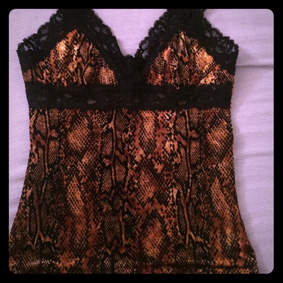 Betsey Johnson leopard print top with lace detail