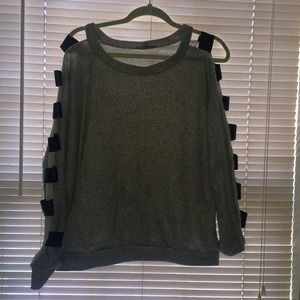 Leather sleeve cut out sweatshirt ON HOLD!