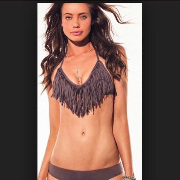 L*SPACE fringe bikini top size Large
