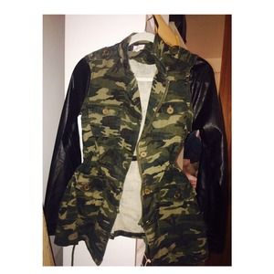 army with pleather sleeve jacket