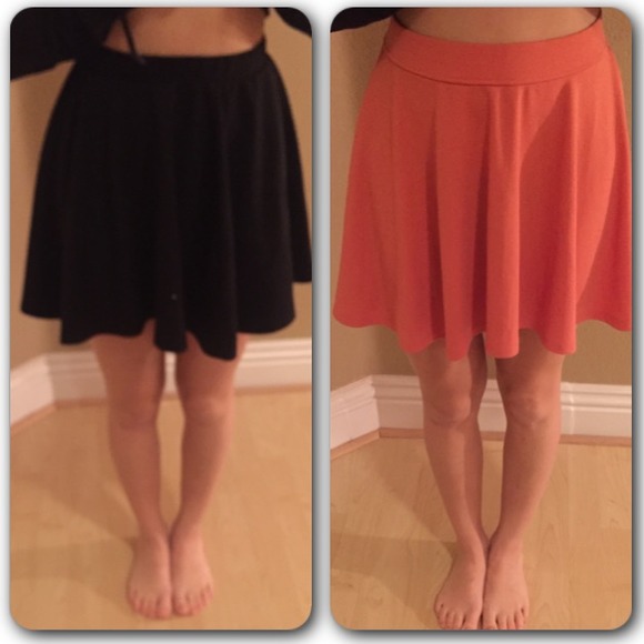 Black and Peach F21 Skater Skirts
