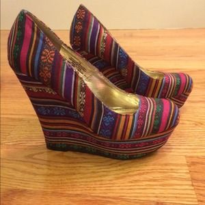 Striped Platform Wedges