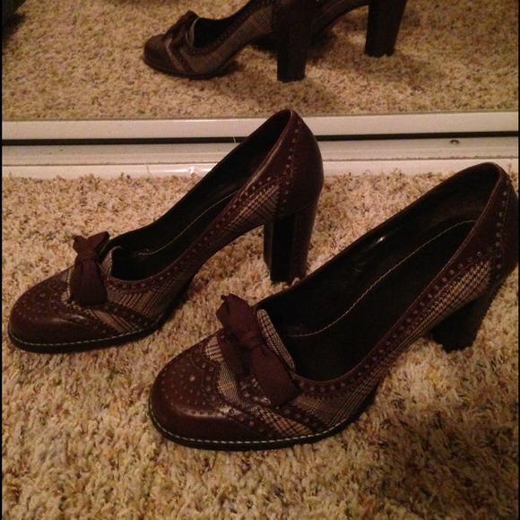 Brown Plaid Heels