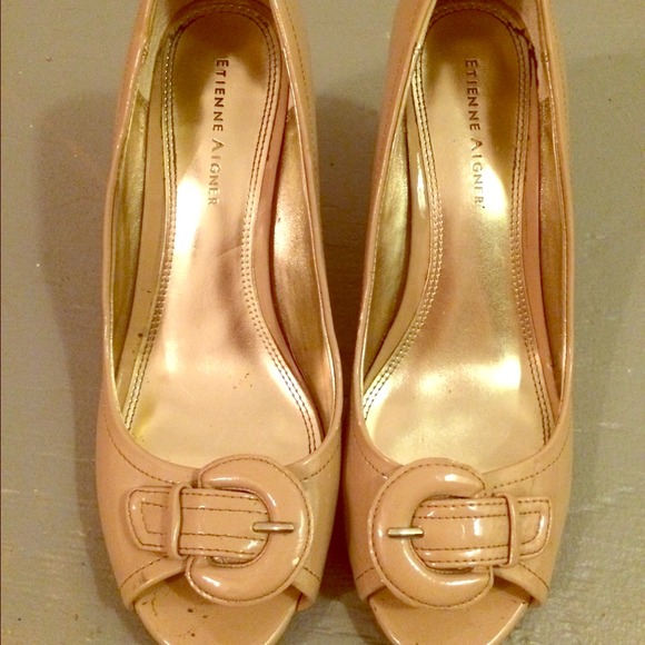 Erienne Aigner Classic Peep Toe Nude Heels