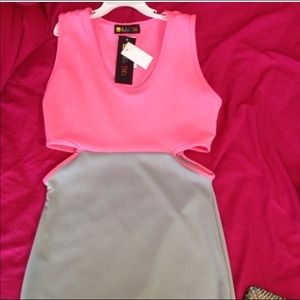 Hot pink and grey dress