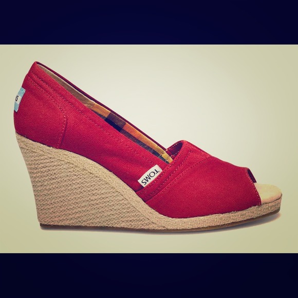 Toms peep toe wedges *only worn once*