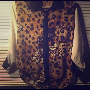 High low cheetah print button up blouse!