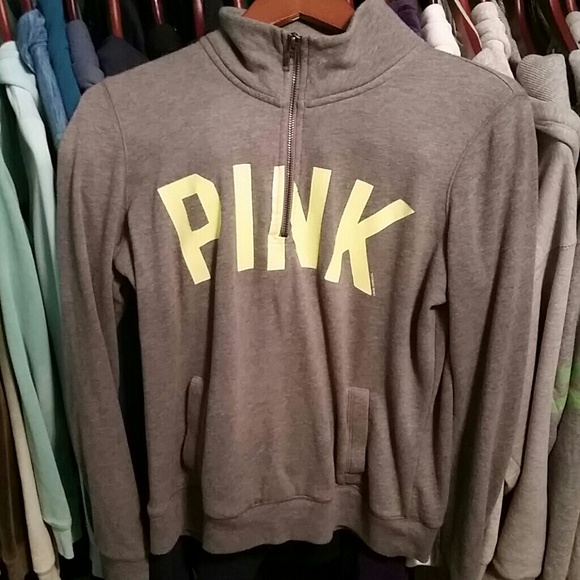 Grey PINK quarter zip