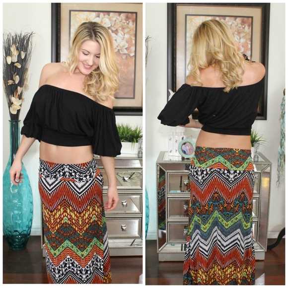 🆕Chevron Tribal Maxi Skirt in Neutral Earth Tones