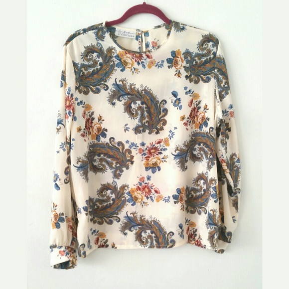 Vintage Paisley Print Blouse Size L