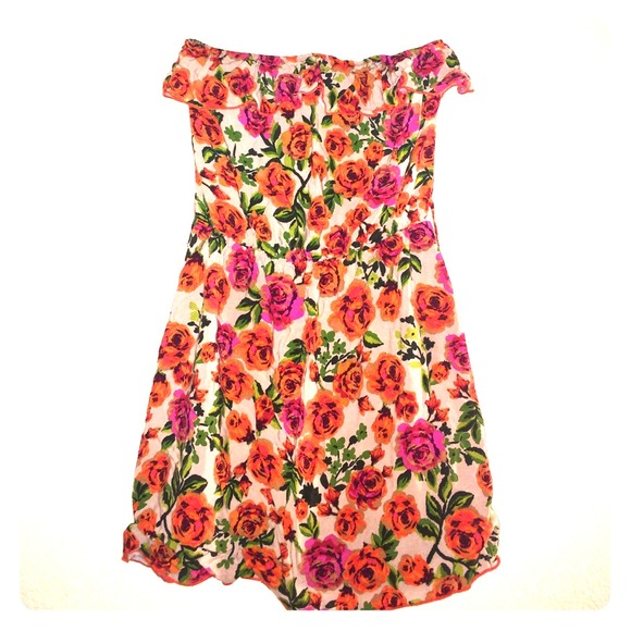 Strapless Floral Dress
